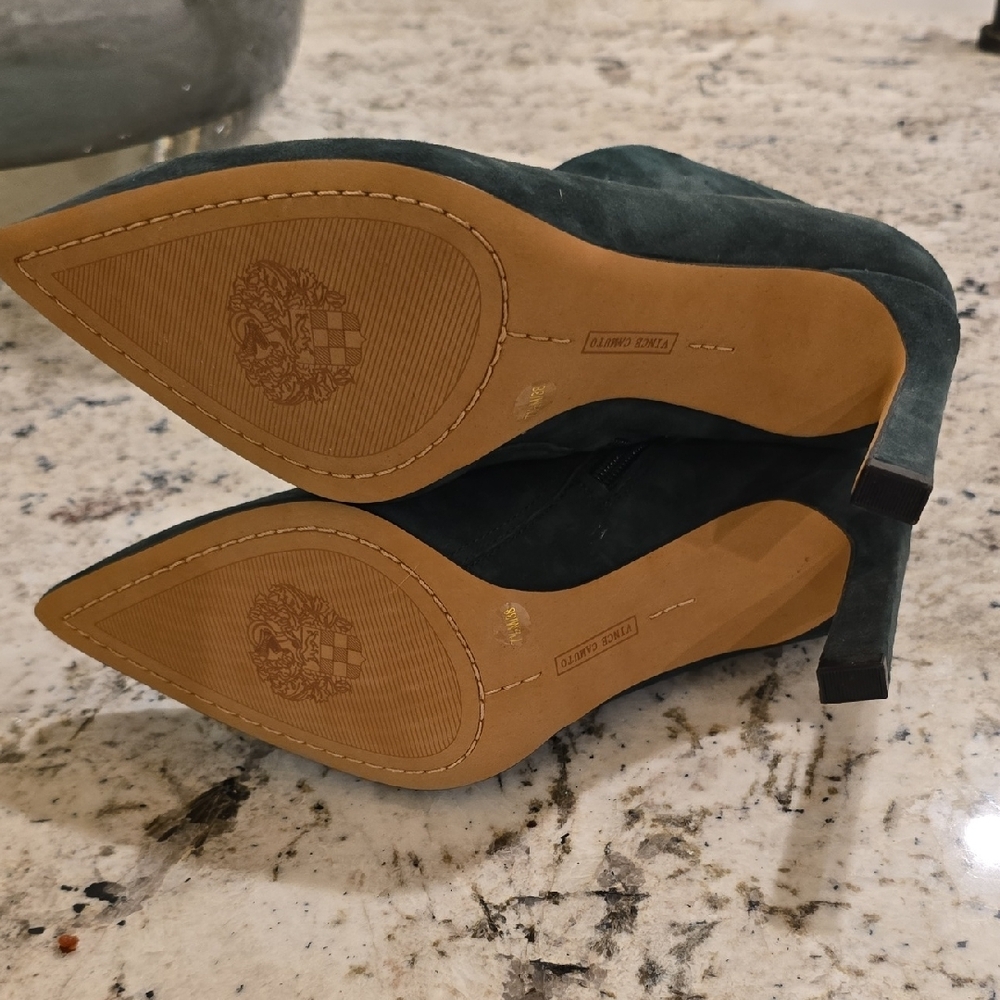 Vince Camuto Dark Green Suede Heeled Boots - Picture 3 of 6